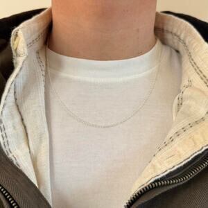 Y2K 2000s Simple 925 Silver Chain Necklace Unisex Minimal Jewelry New